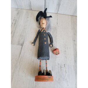 Monnie Wilson paper mache witch bobblehead trick or treater Halloween home decor